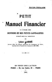 Tapa de Petit manuel financier à l'usage des rentlers et des petits capitalistes