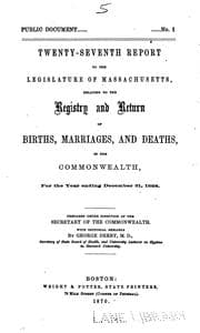 Tapa de Report of births, marriages, and deaths in Massachusetts. 1891