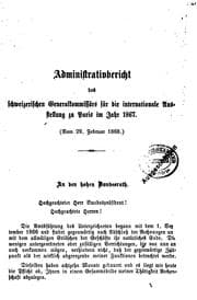 Tapa de Administrativbericht des schweizerischen Generalskommissärs für die internationale Ausstellung ...