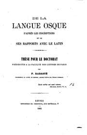 Tapa de De la langue osque d'après les inscriptions et de ses rapports avec le latin ...