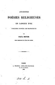 Tapa de Anciennes poésies religieuses en langue d'oc, publ. par P. Meyer