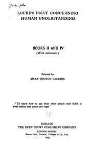 Tapa de Locke's Essay Concerning Human Understanding: Books II and IV (with Omissions)