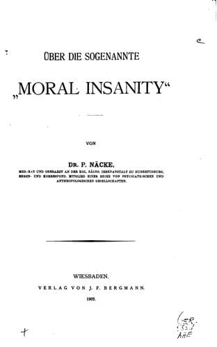 Tapa de Über die sogenannte"moral Insanity."
