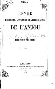 Tapa de Revue historique, littéraire et archéologique de l'Anjou
