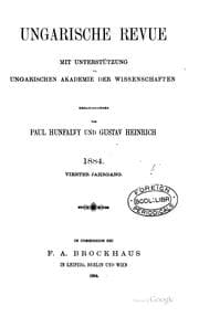 Tapa de Ungarische Revue. Herausg. von P. Hunfalvy
