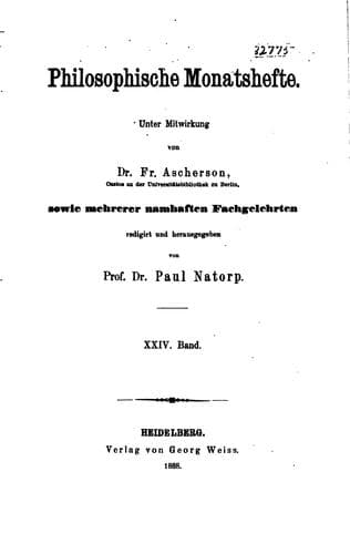 Tapa de Philosophische Monatshefte