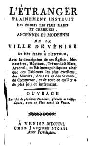 Tapa de L'étranger plainement instruit des choses les plus rares ... de la ville de Venise, et des isles ...