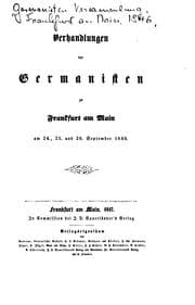 Tapa de Verhandlungen der Germanisten zu Frankfurt am Main am 24., 25. Und 26. September 1846