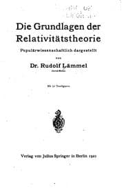 Tapa de Die Grundlagen der Relativitaetstheorie
