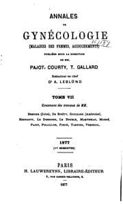 Tapa de Annales de gynécologie et d'obstétrique