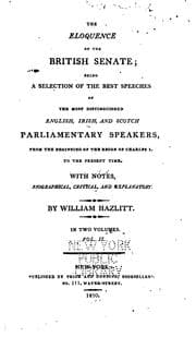 Tapa de The Eloquence of the British Senate: Being a Selection of the Best Speeches ...