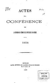 Tapa de Actes de la Conférence pour la revision du régime des spiritueux en Afrique ...