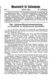 Tapa de Monatsschrift für Kakteenkunde
