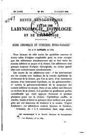 Tapa de Revue hebdomadaire de laryngologie, d'otologie et de rhinologie