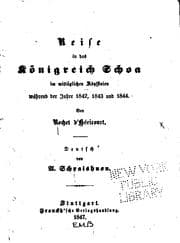 Tapa de Reise in das Königreich Schoa im mittäglichen Abyssinien während der Jahre ...