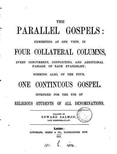 Tapa de The parallel Gospels, collated by E. Salmon