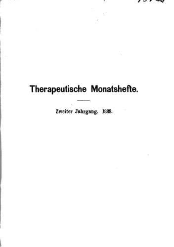 Tapa de Therapeutische Monatshefte
