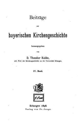 Tapa de Beiträge zur bayerischen Kirchengeschichte