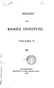 Tapa de BULLETIN OF THE ESSEX INSTITUTE VOLUME V. 1873