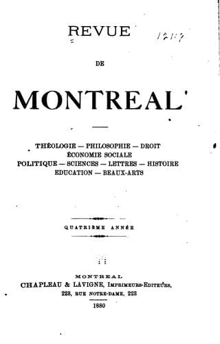 Tapa de Revue de Montréal