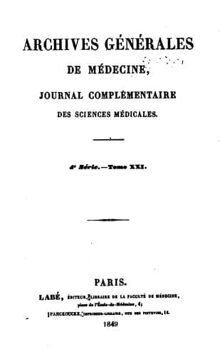 Tapa de Archives générales de médecine