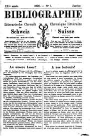 Tapa de Bibliographie und literarische Chronik der Schweiz: Bibliographie et Chronique Littéraire de la ...