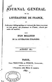 Tapa de Journal général de la littérature de France ...
