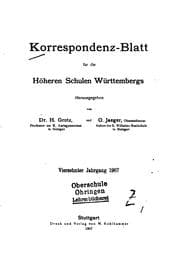 Tapa de Korrespondenz-blatt für die höheren Schulen Württembergs