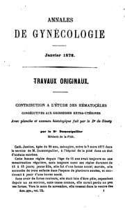 Tapa de Annales de gynécologie et d'obstétrique