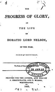 Tapa de The progress of glory, in the life of Horatio, lord Nelson of the Nile