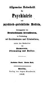 Tapa de Allgemeine Zeitschrift fuer Psychiatrie und Psychischgerichtliche Medizin