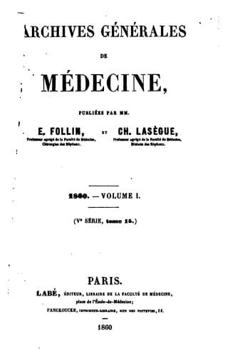 Tapa de Archives générales de médecine