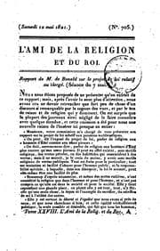 Tapa de L'Ami de la religion; journal ecclésiastique, politique et littéraire