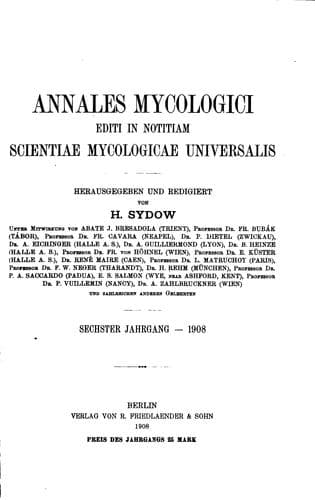 Tapa de Annales Mycologici