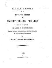 Tapa de Simple exposé de la situation légale des instituteurs publics