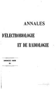 Tapa de Annales d'électrobiologie et de radiologie