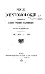Tapa de Revue d'Entomologie