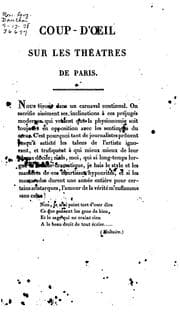 Tapa de Coup-d'oeil sur les théâtres de Paris ...