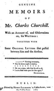 Tapa de Genuine memoirs of mr. Charles Churchill, with an account of, and observations on, his writings