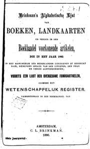 Tapa de Brinkman's alphabetische lijst van boeken, landkaarten en verder in den boekhandel voorkomende ...