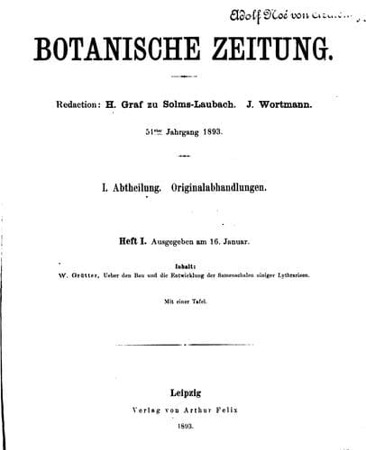 Tapa de Botanische Zeitung