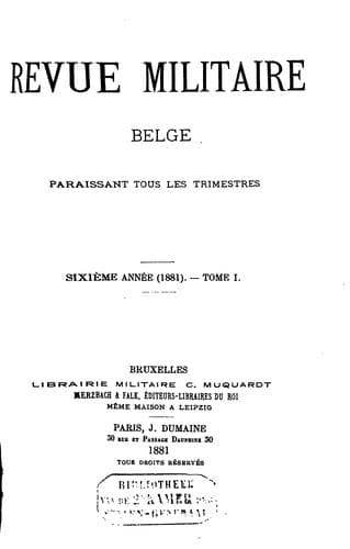 Tapa de Revue militaire belge