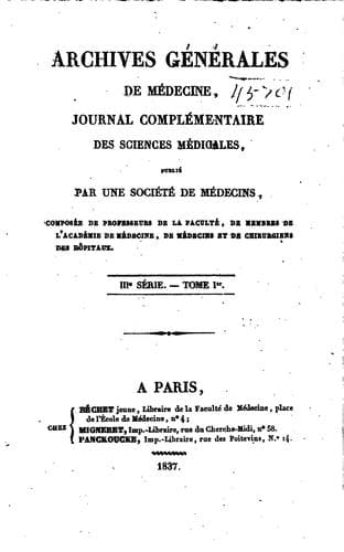 Tapa de Archives générales de médecine