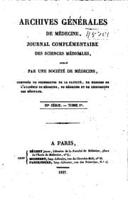 Tapa de Archives générales de médecine