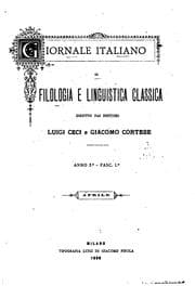Tapa de Giornale italiano di filologia e linguistica classica
