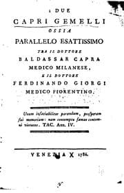 Tapa de I due Capri gemelli: ossia, Parallelo esattissimo tra il dottore Baldassar ...