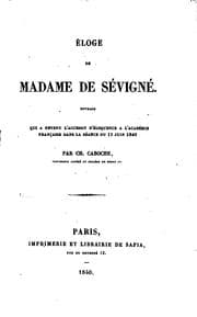 Tapa de Éloge de Madame de Sévigné ...