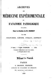 Tapa de Archives de médecine expérimentale et d'anatomie pathologique