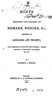 Tapa de Hints on the breeding and rearing of horses, ponies, &c