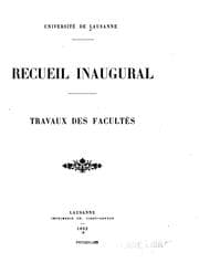 Tapa de Recueil inaugural. Travaux des facultés